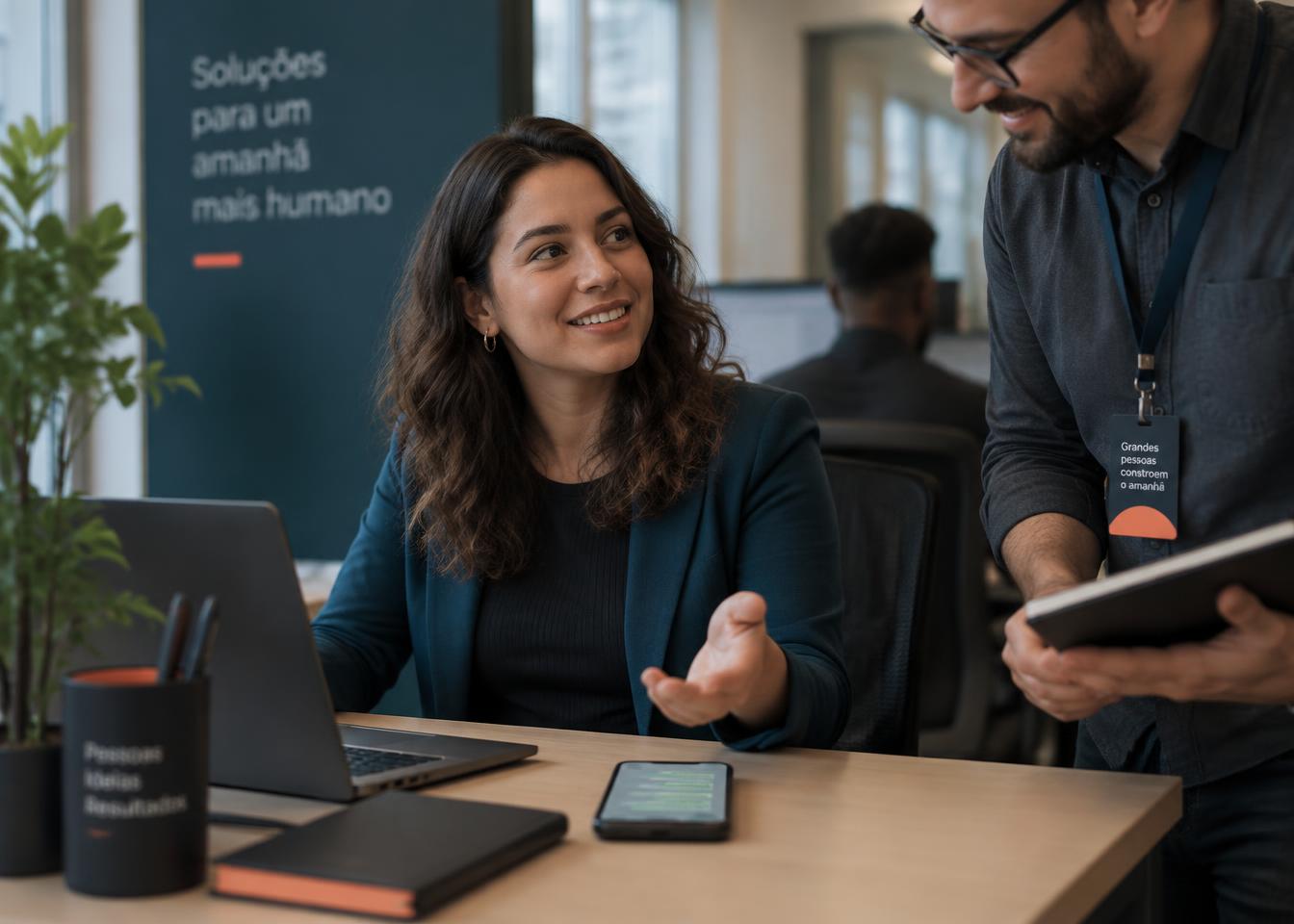 Pessoa da equipe GenteAqui assumindo uma conversa já com o contexto preparado pela tecnologia